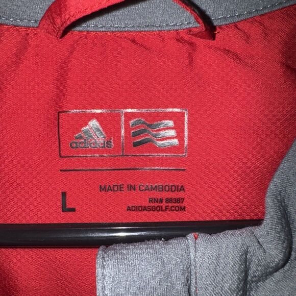 Adidas Jacket Men Large Red Grey  Track Windbreaker Soccer Running Performance - Picture 2 of 3